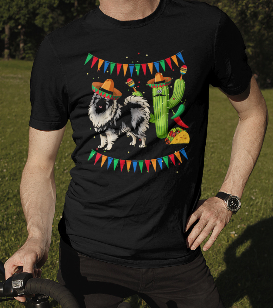 Sombrero Keeshond Dog Cactus Mexico Cinco De Mayo Fiesta T-Shirt