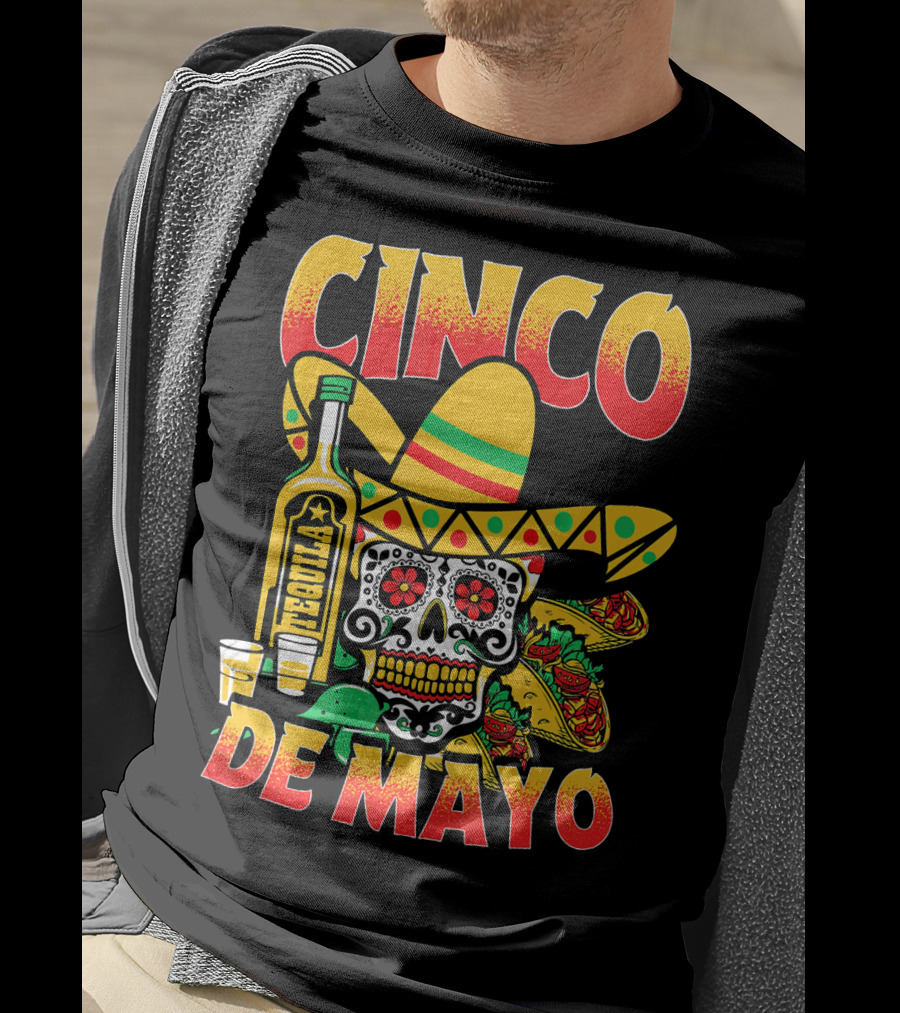 Cinco De Mayo Fiesta Tequila Sombrero Skull Tacos Party Fun T-Shirt