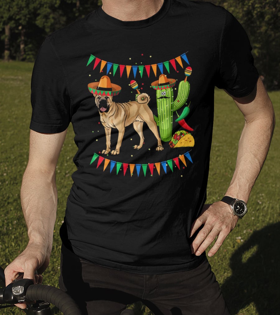 Sombrero Chinese Shar Pei Dog Mexico Cactus Fiesta Taco T-Shirt