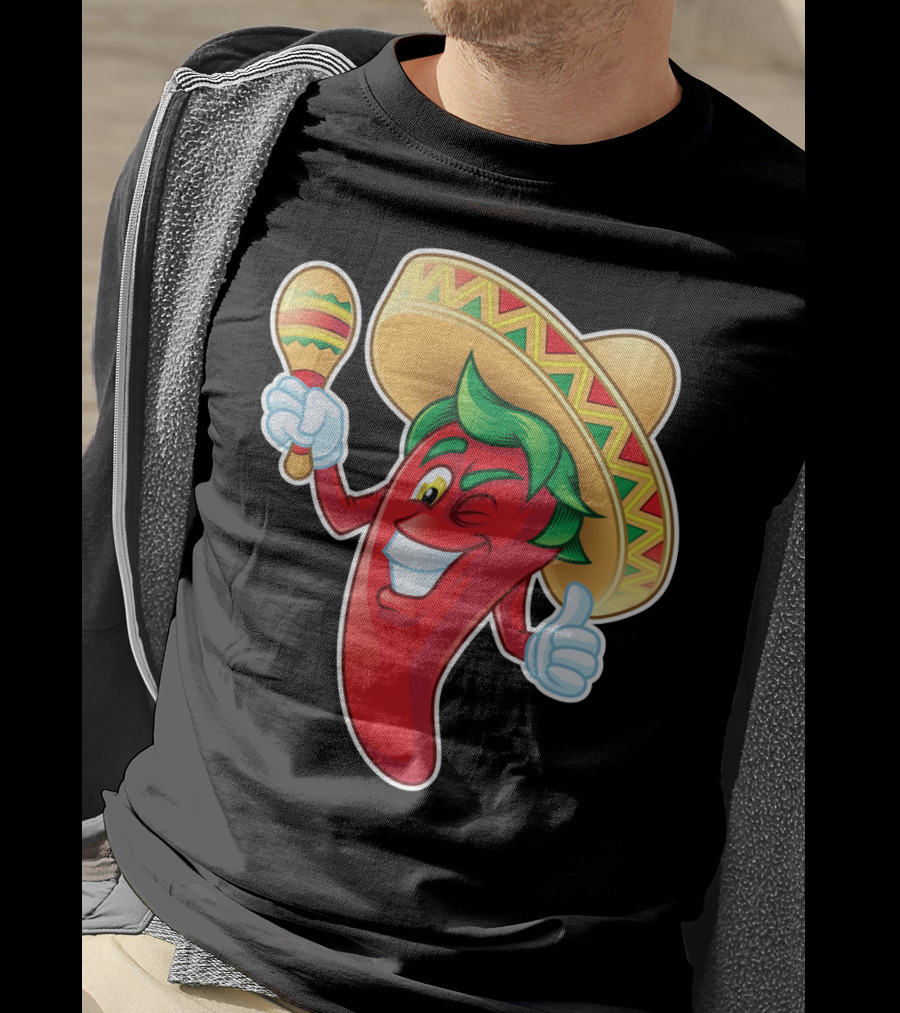 Funny Jalapeno Sombrero Maracas Cinco De Mayo T-Shirt