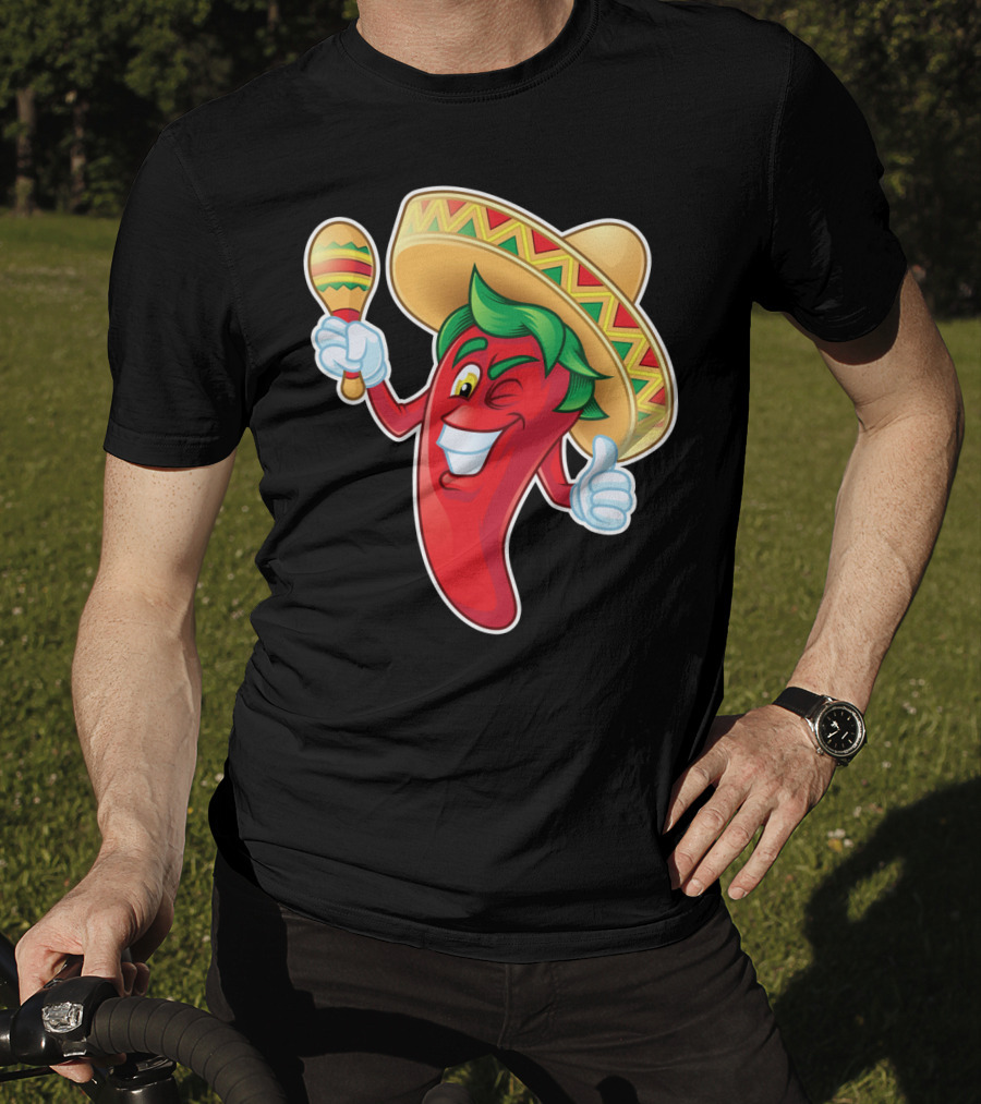Funny Jalapeno Sombrero Maracas Cinco De Mayo T-Shirt