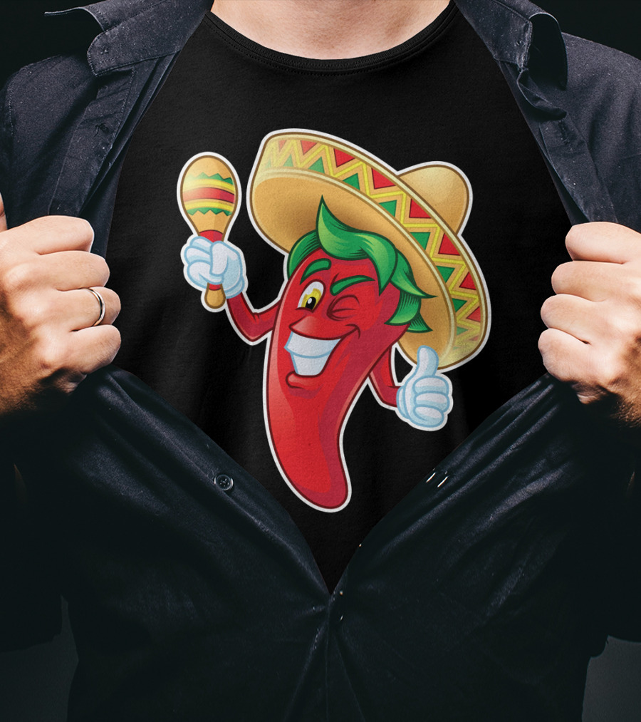Funny Jalapeno Sombrero Maracas Cinco De Mayo T-Shirt