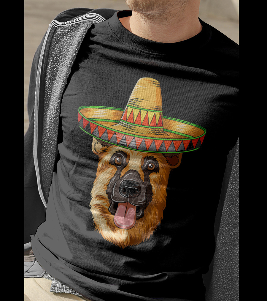 German Shepherd Sombrero Cinco De Mayo Mexican T-Shirt