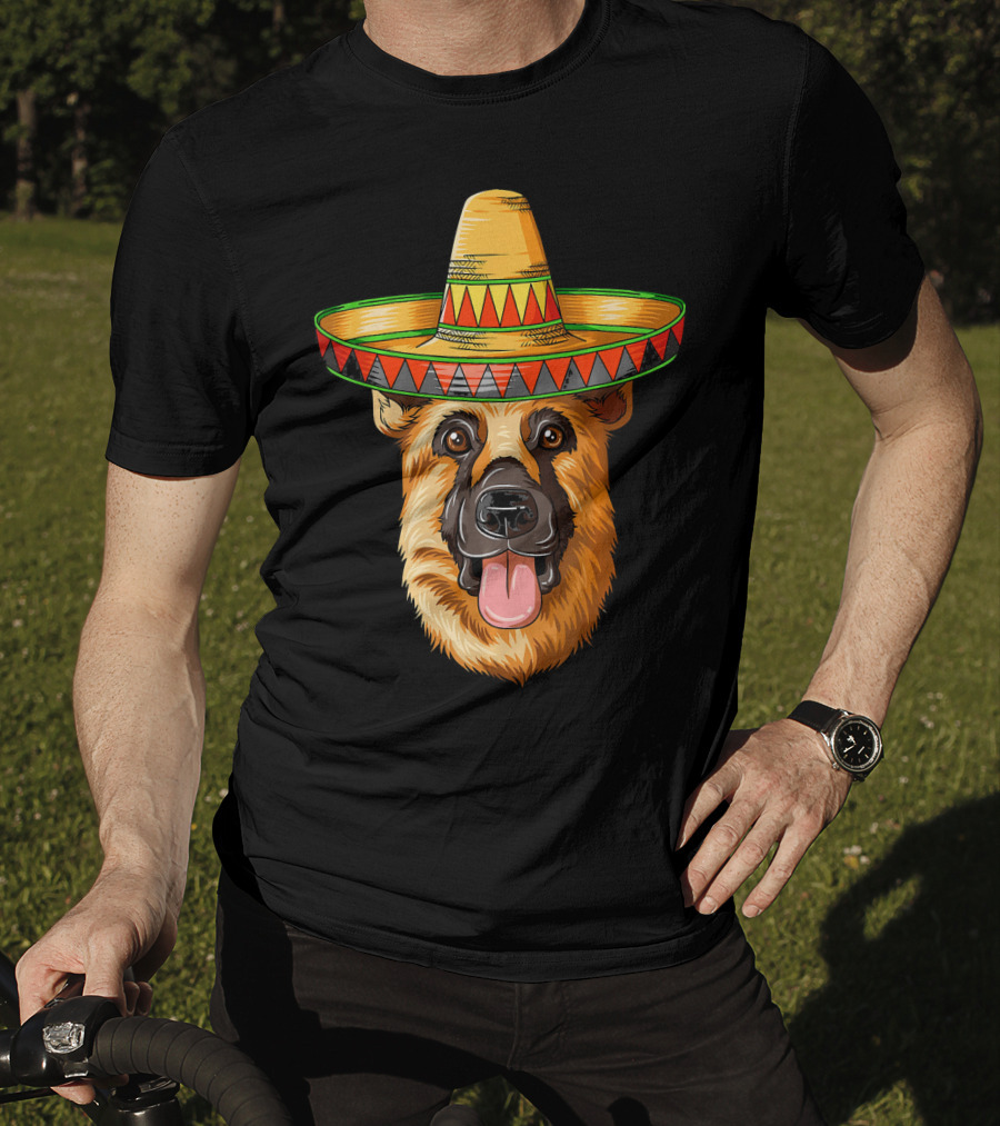 German Shepherd Sombrero Cinco De Mayo Mexican T-Shirt