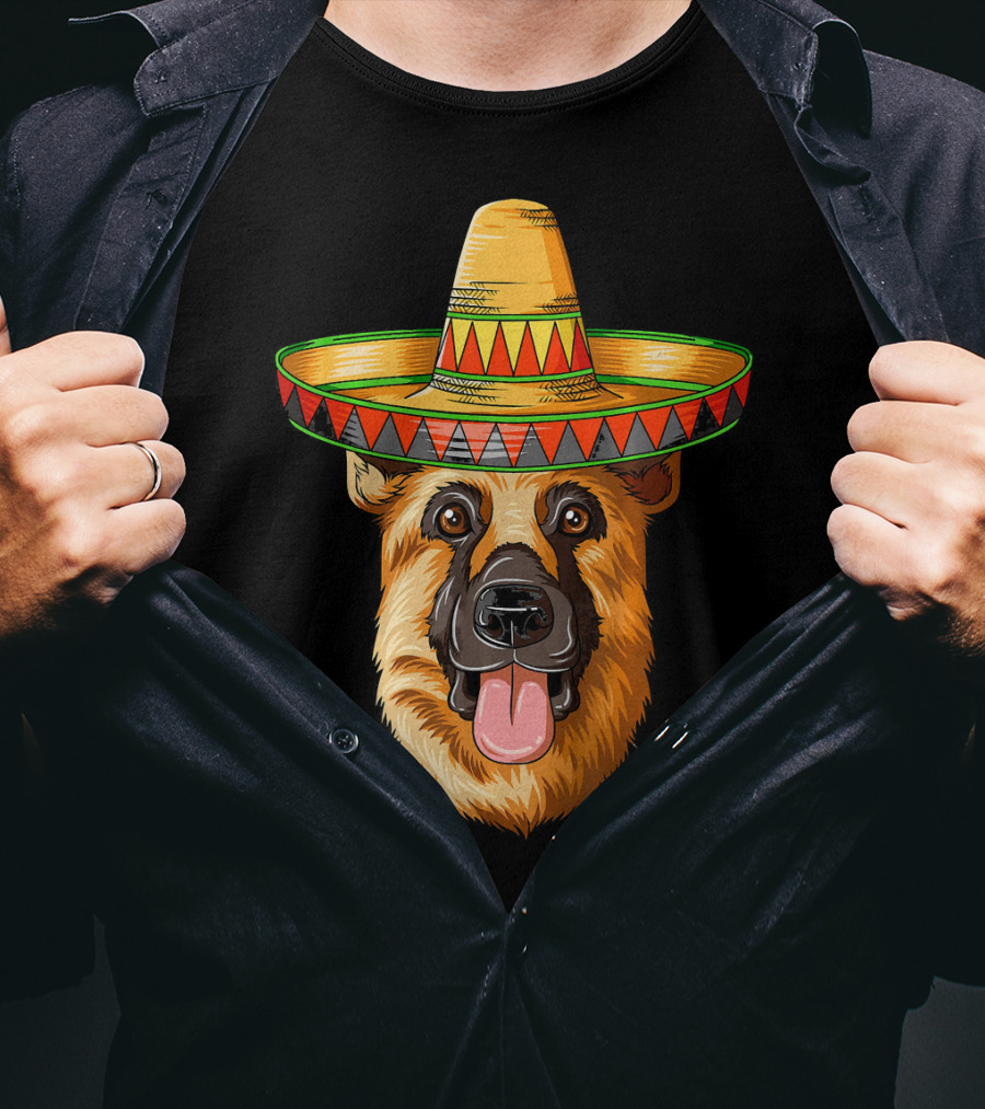 German Shepherd Sombrero Cinco De Mayo Mexican T-Shirt