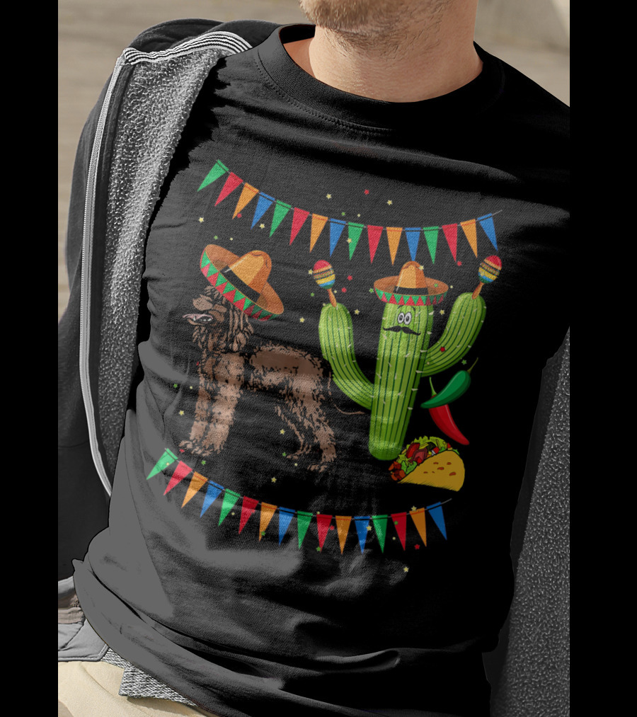 Sombrero Irish Water Spaniel With Fiesta Cactus And Taco Celebration Mexico T-Shirt