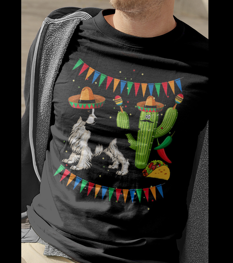 Sombrero English Springer Spaniel Dog With Cactus And Taco Fiesta T-Shirt