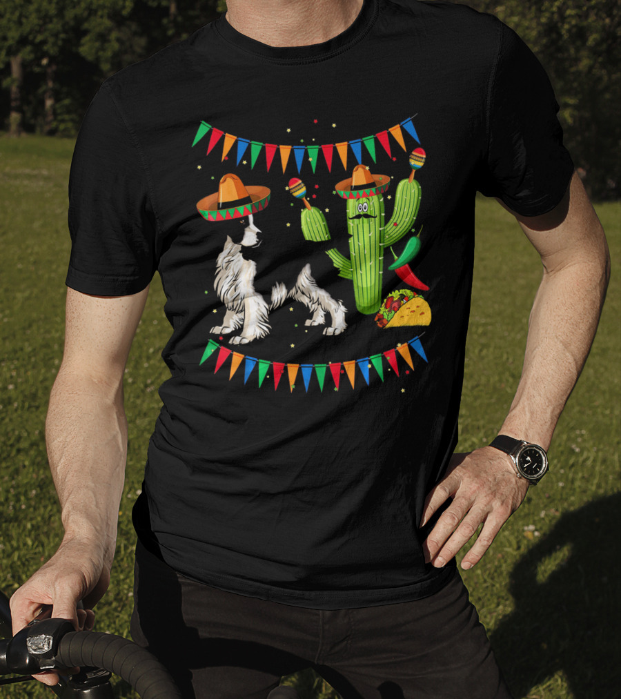 Sombrero English Springer Spaniel Dog With Cactus And Taco Fiesta T-Shirt