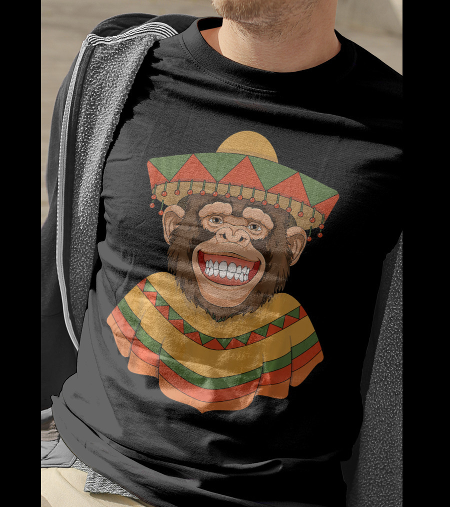 Cinco De Mayo Monkey Sombrero And Poncho T-Shirt