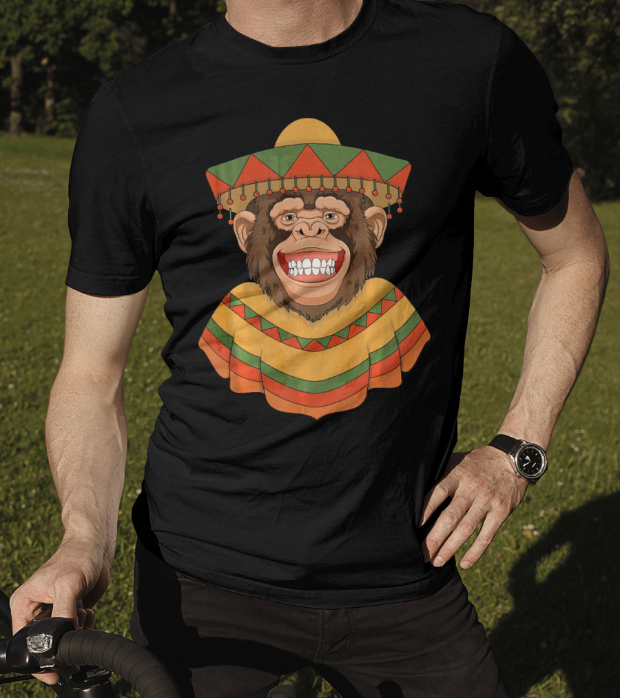 Cinco De Mayo Monkey Sombrero And Poncho T-Shirt