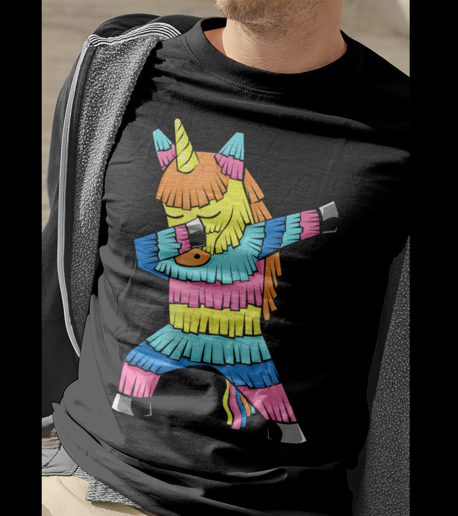 Cinco De Mayo Unicorn Dabbing Colorful Pinata Fun T-Shirt