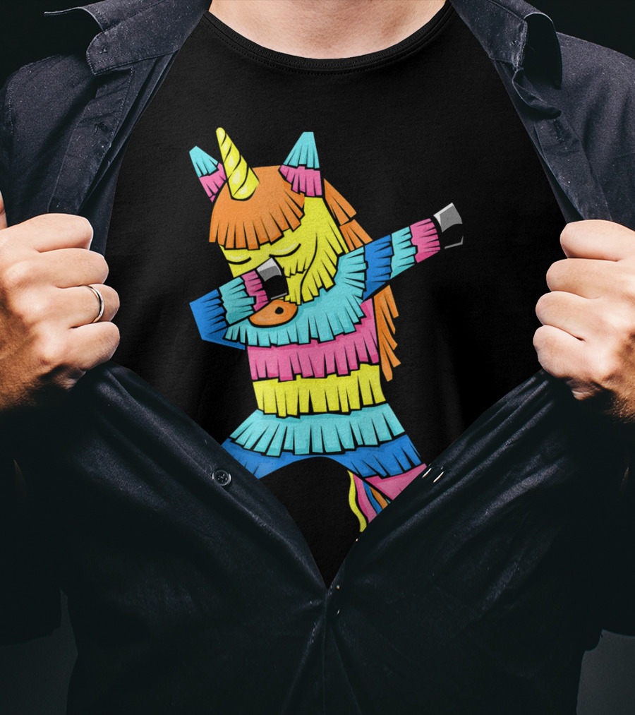 Cinco De Mayo Unicorn Dabbing Colorful Pinata Fun T-Shirt