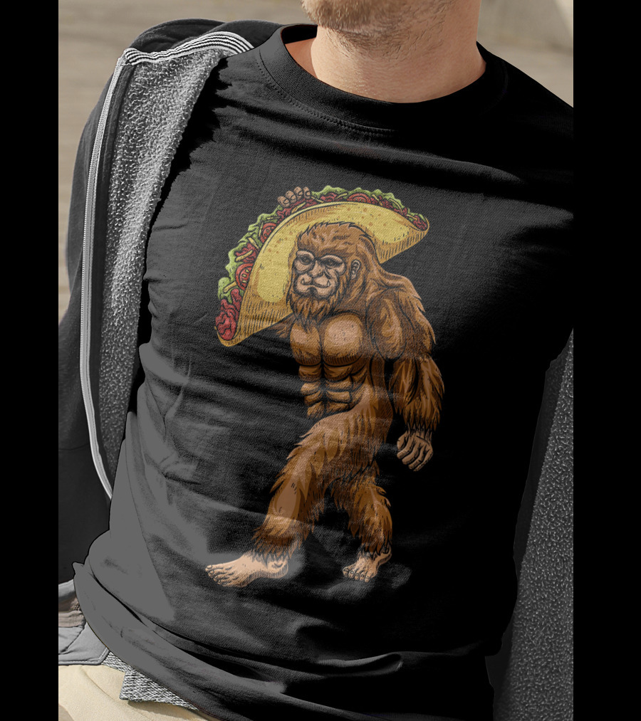 Bigfoot Sasquatch Holding Giant Taco T-Shirt