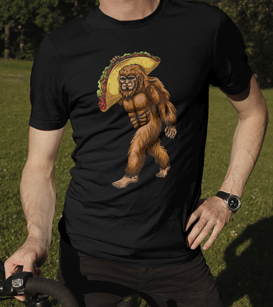 Bigfoot Sasquatch Holding Giant Taco T-Shirt