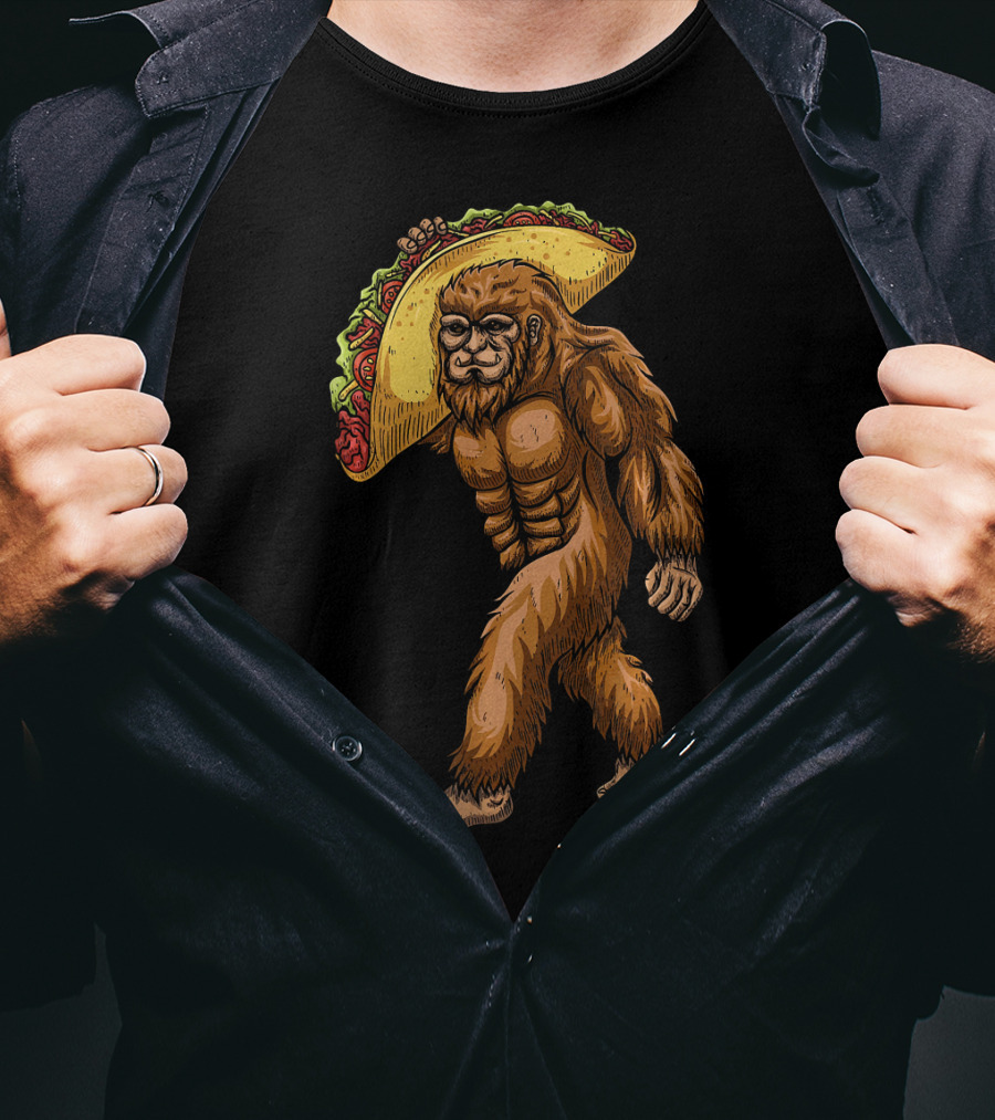 Bigfoot Sasquatch Holding Giant Taco T-Shirt