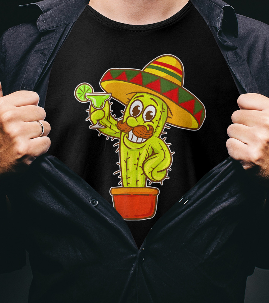 Cinco DE Mayo Cactus Costume Sombrero Margarita T-Shirt