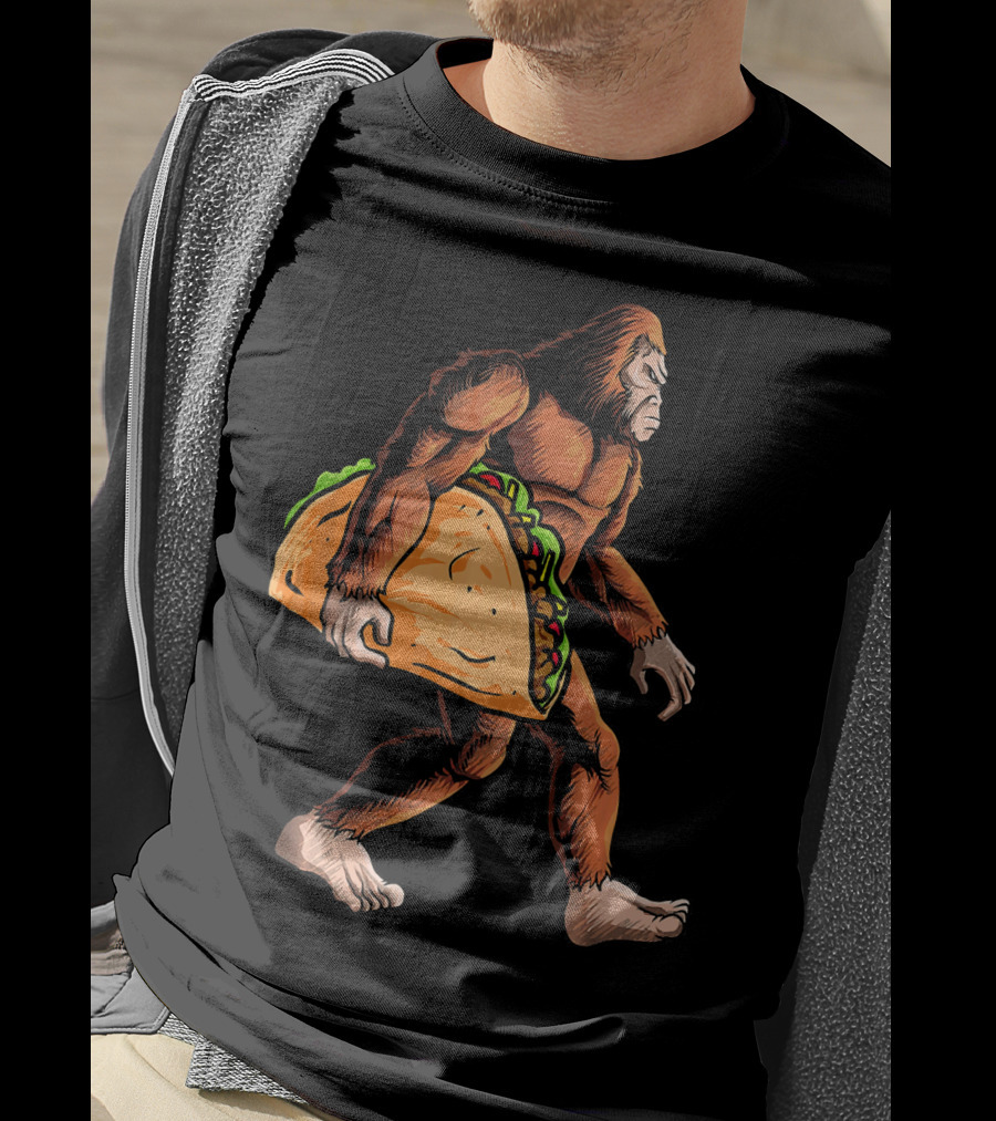 Bigfoot Carrying Giant Taco For Cinco De Mayo T-Shirt