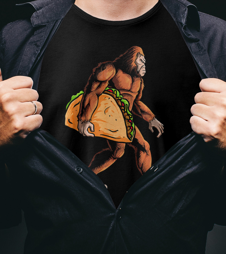 Bigfoot Carrying Giant Taco For Cinco De Mayo T-Shirt
