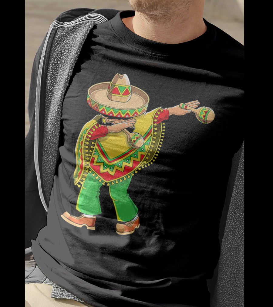 Dabbing Sombrero And Poncho With Maracas Fun T-Shirt