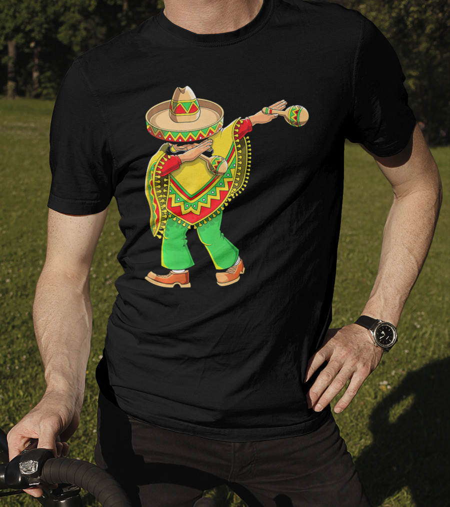 Dabbing Sombrero And Poncho With Maracas Fun T-Shirt