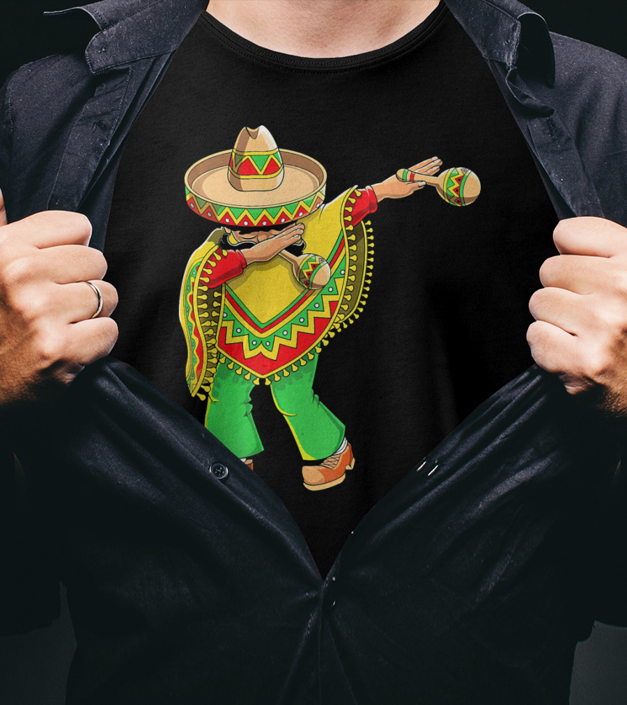Dabbing Sombrero And Poncho With Maracas Fun T-Shirt