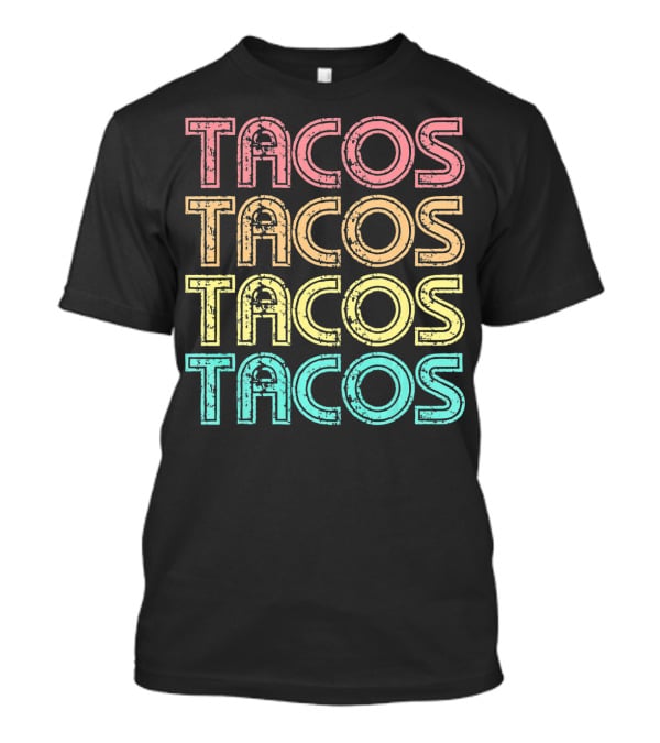 Vintage Retro Tacos Tuesday Mexican Tacos Multicolor T-Shirt