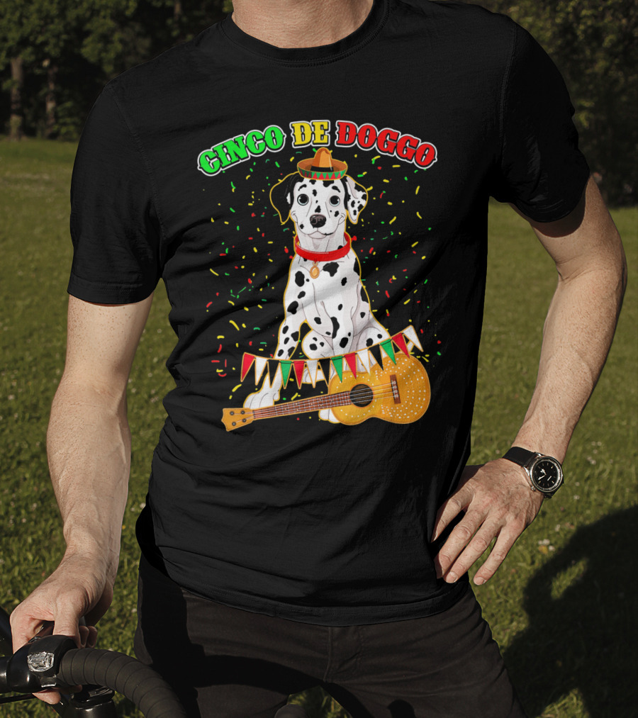 Cinco De Doggo Dalmatian Sombrero Guitar Confetti T-Shirt