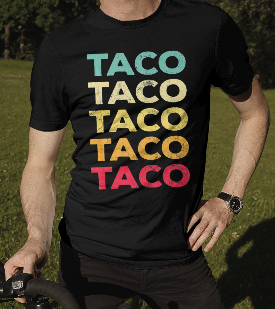 Retro Taco Tuesday Cinco De Mayo Celebration Multicolored Textured Typography T-Shirt