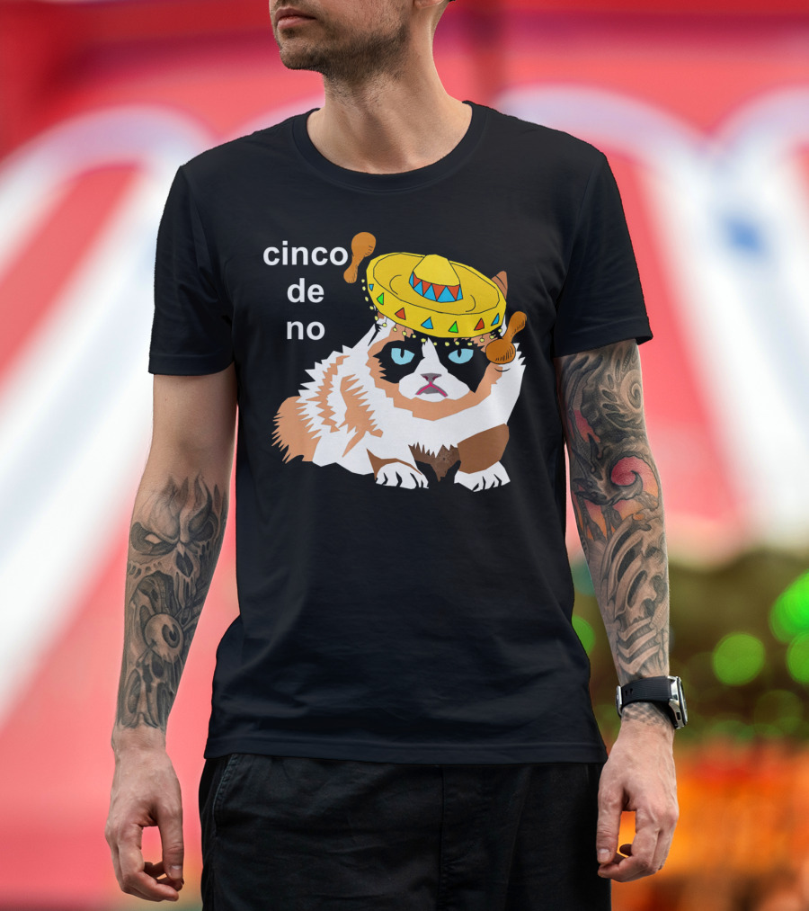 Cinco De No Angry Cat Sombrero Humor T-Shirt