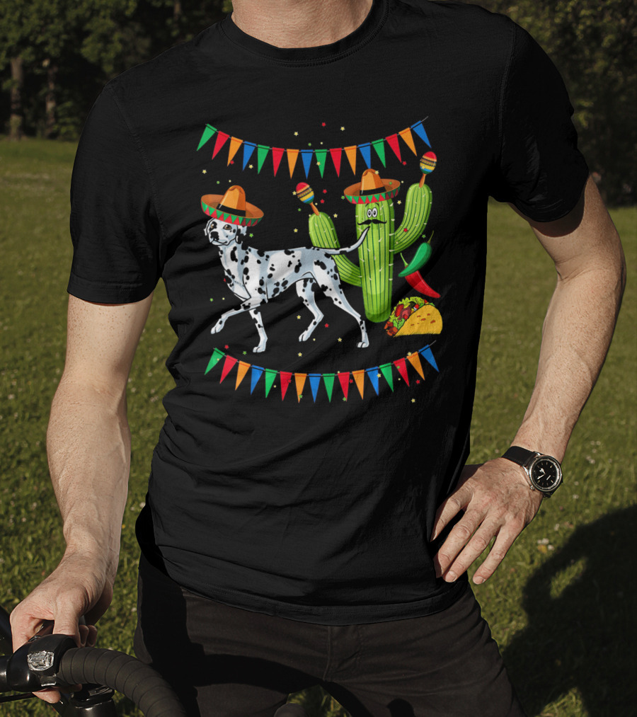 Sombrero Dalmatian Cactus Maracas Taco Fiesta Mexico Cinco De Mayo T-Shirt