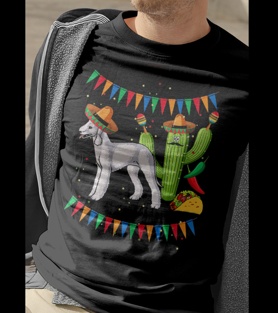 Sombrero Bedlington Terrier Dog Cactus Fiesta Mexico T-Shirt