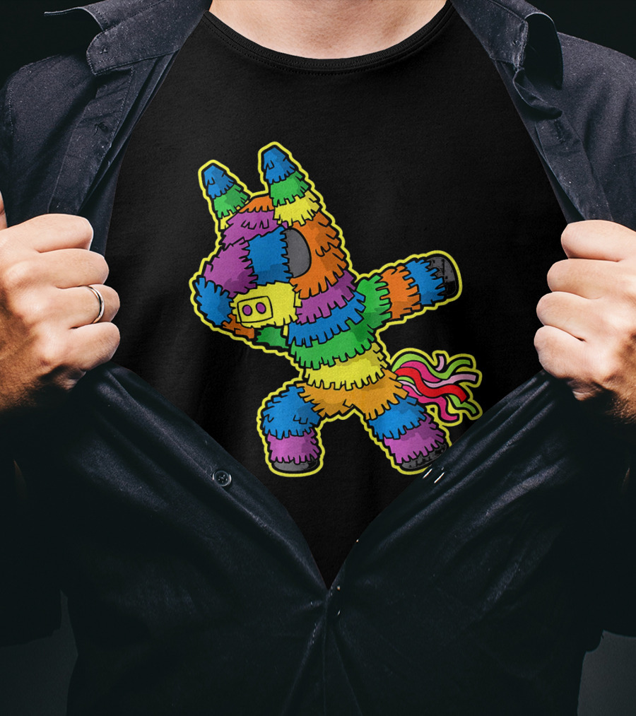 Dabbing Pinata Rainbow Colors Cinco De Mayo Kids Fun T-Shirt