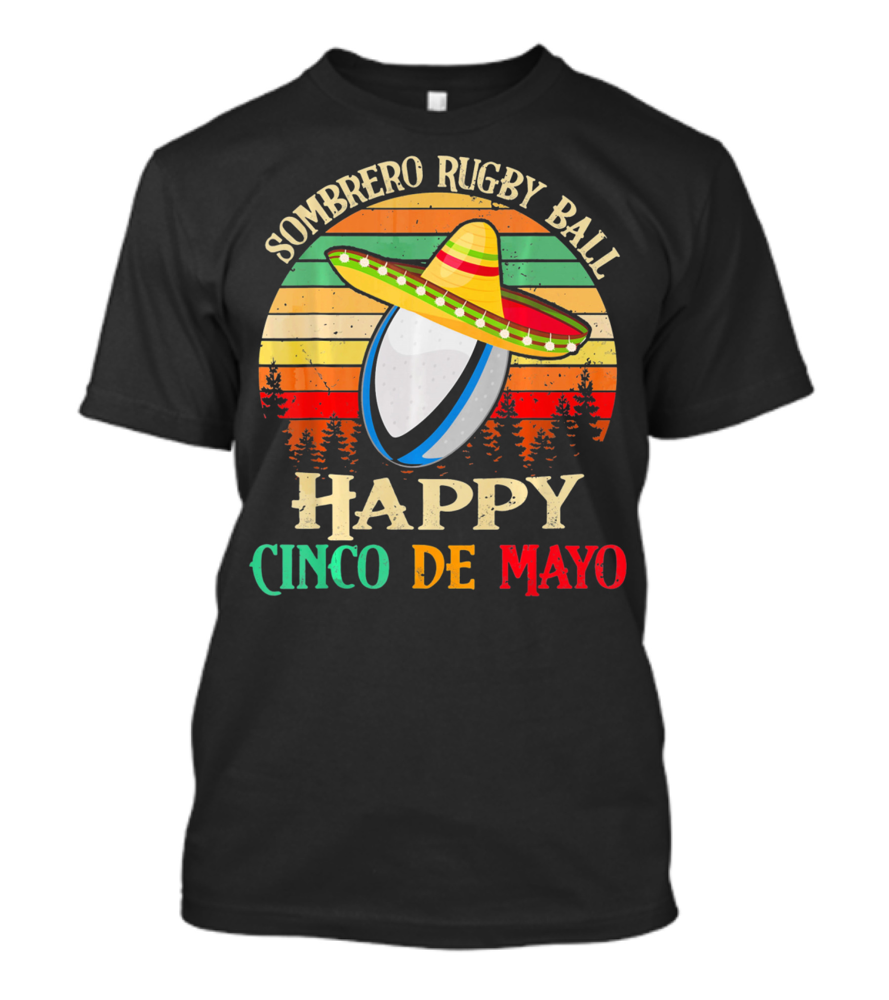 Sombrero Rugby Ball Happy Cinco De Mayo T-Shirt