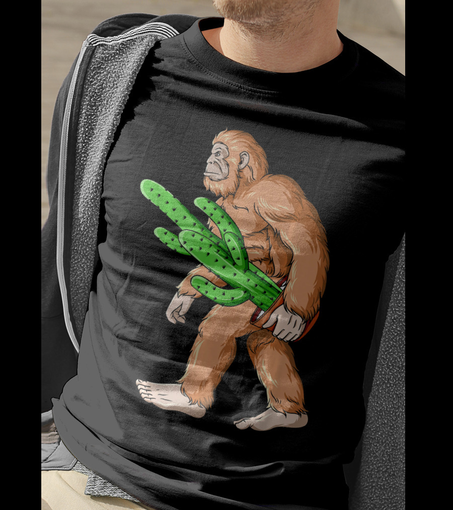 Bigfoot Carrying Cactus Sasquatch Mexico T-Shirt