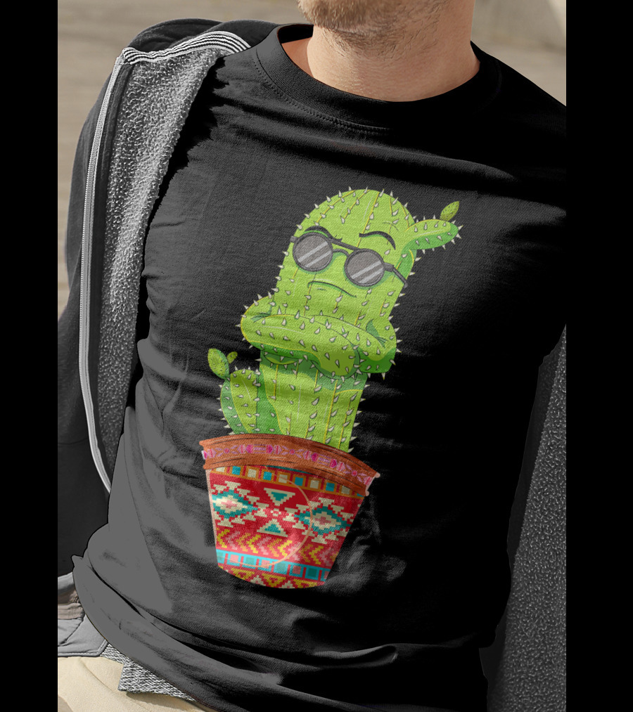 Cinco De Mayo Cool Cactus With Sunglasses In Mexican Pot T-Shirt