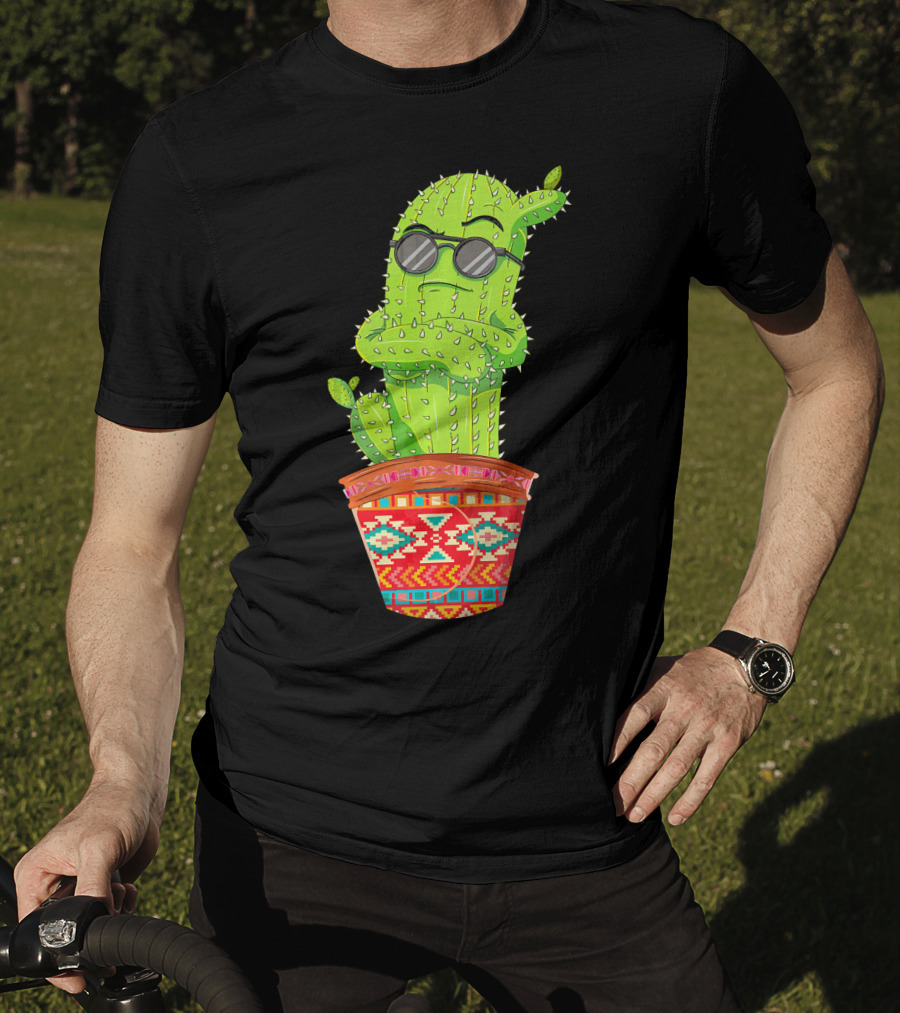 Cinco De Mayo Cool Cactus With Sunglasses In Mexican Pot T-Shirt