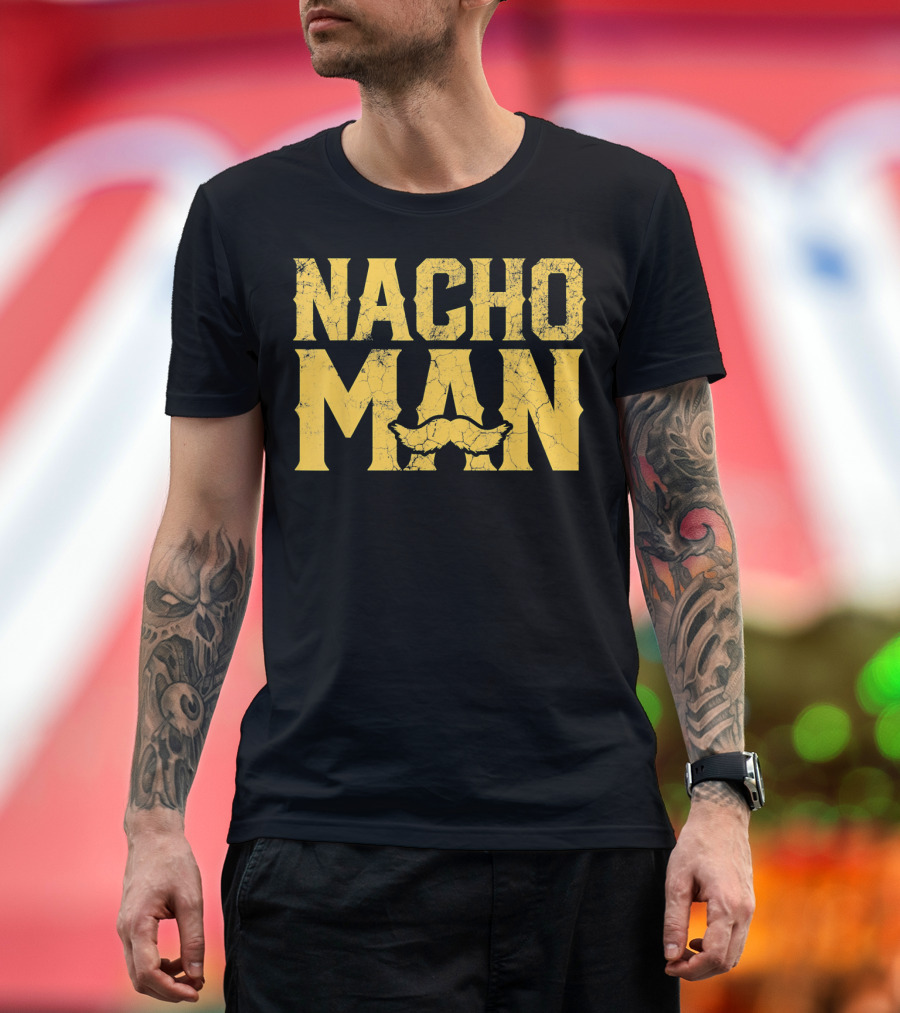 NACHO MAN Funny Cinco De Mayo Comic Style Mustache T-Shirt