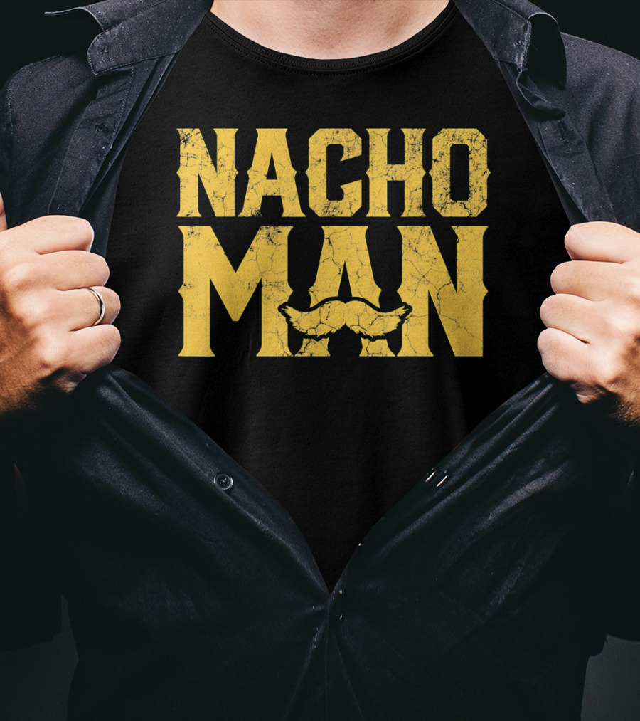 NACHO MAN Funny Cinco De Mayo Comic Style Mustache T-Shirt