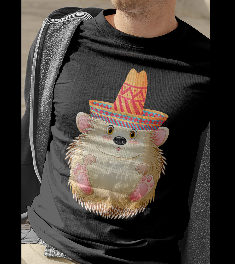 Sombrero Porcupine Mexican Fiesta Vibes T-Shirt