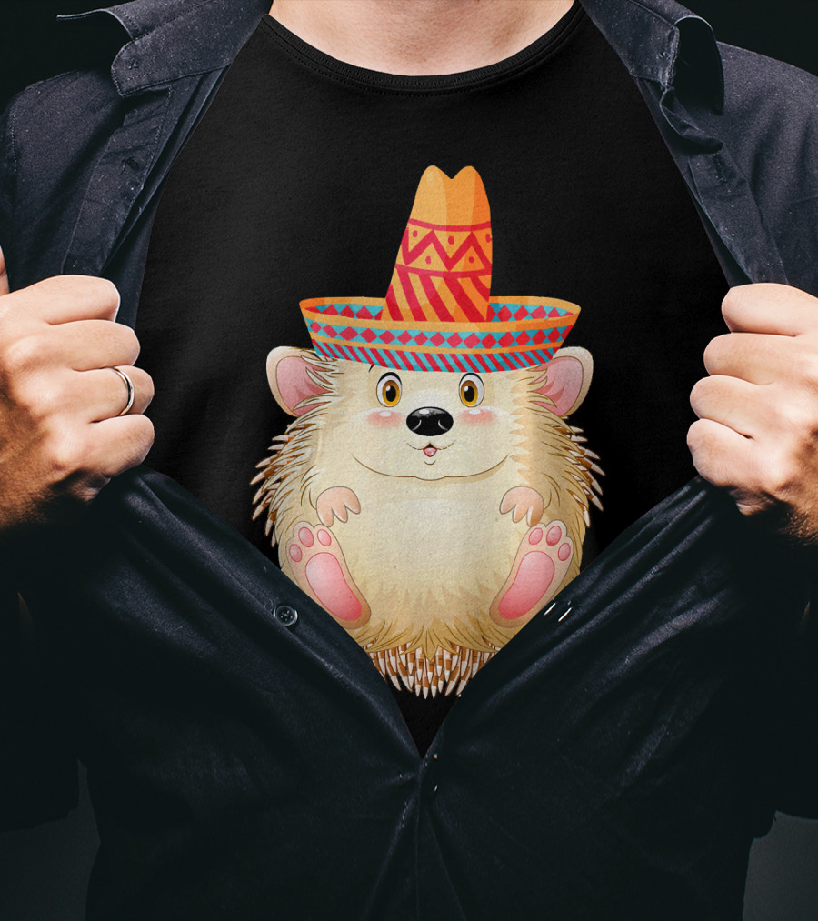 Sombrero Porcupine Mexican Fiesta Vibes T-Shirt