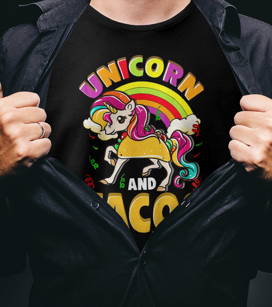 Unicorn And Tacos Rainbow T-Shirt