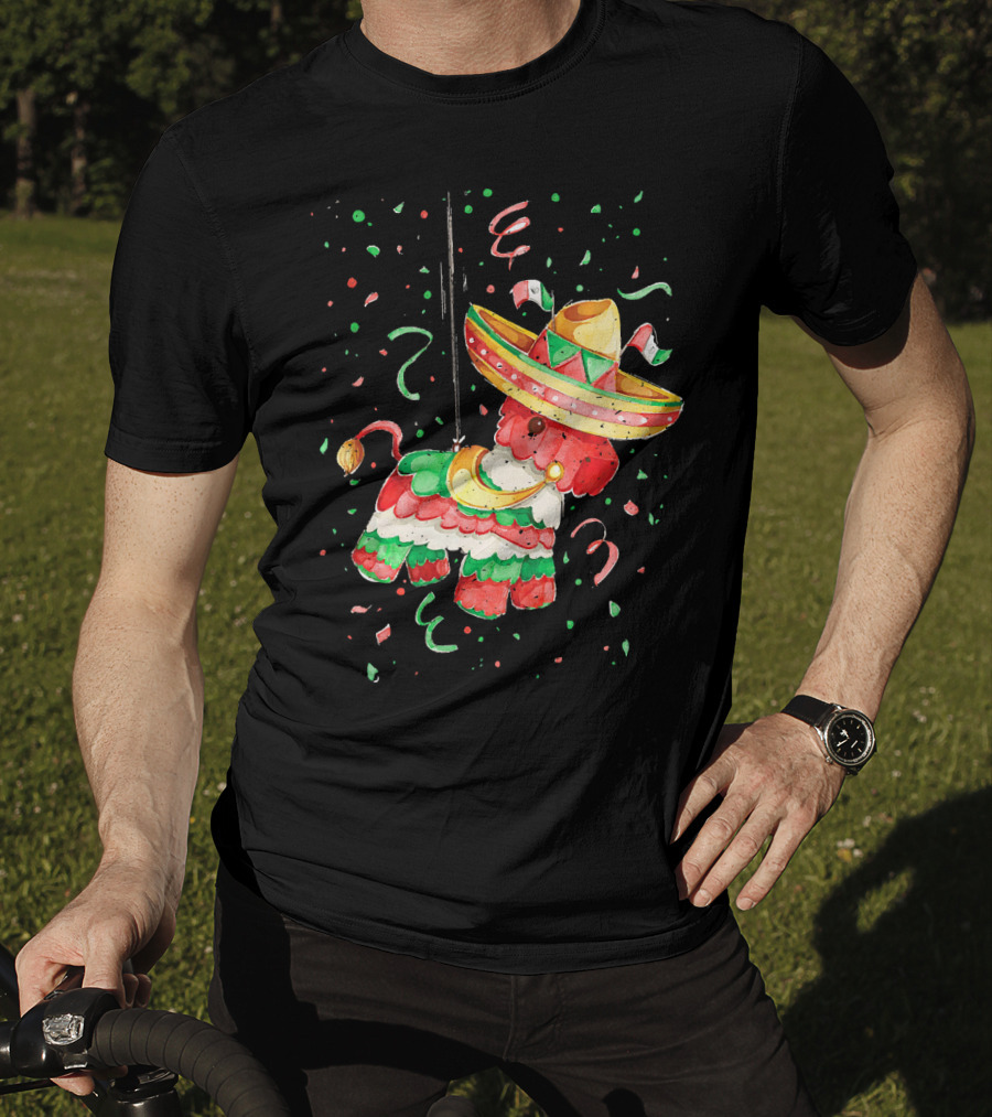 Happy 5th May Feliz Cinco De Mayo Mexica Piñata Sombrero Celebration Confetti T-Shirt