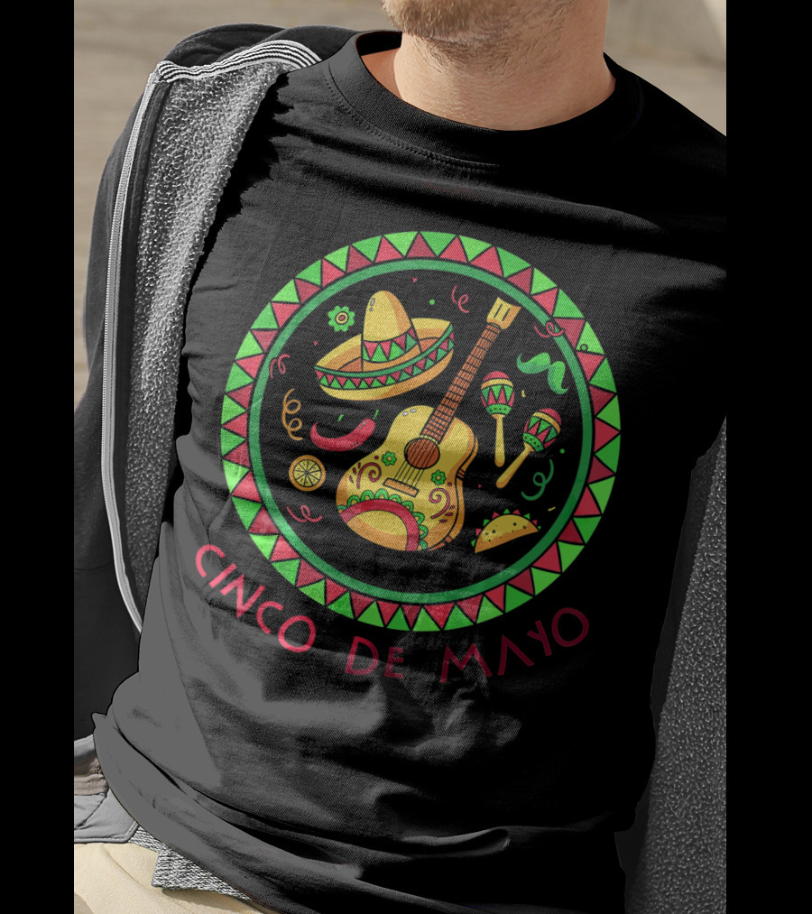 Cinco De Mayo Sombrero Guitar And Maracas Fiesta T-Shirt