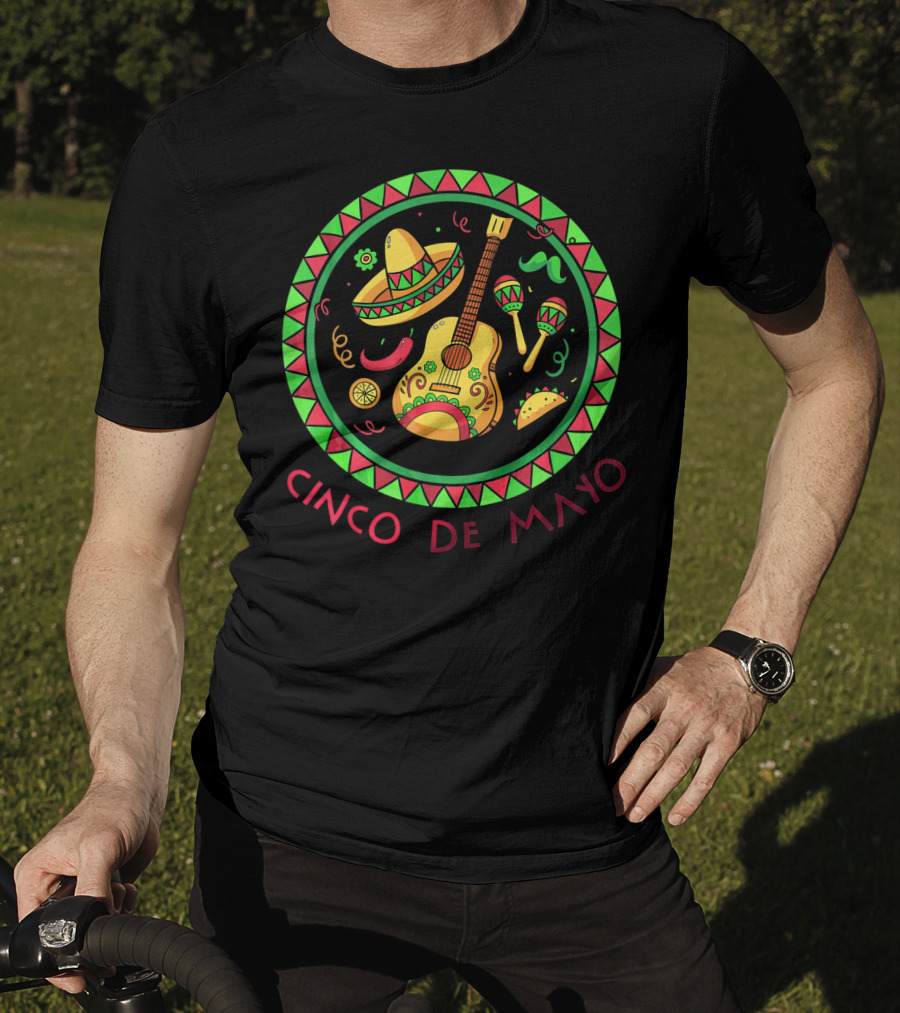 Cinco De Mayo Sombrero Guitar And Maracas Fiesta T-Shirt