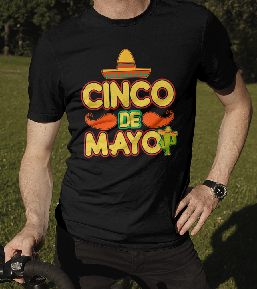 Cinco De Mayo Sombrero Cactus Mustache Mexican T-Shirt