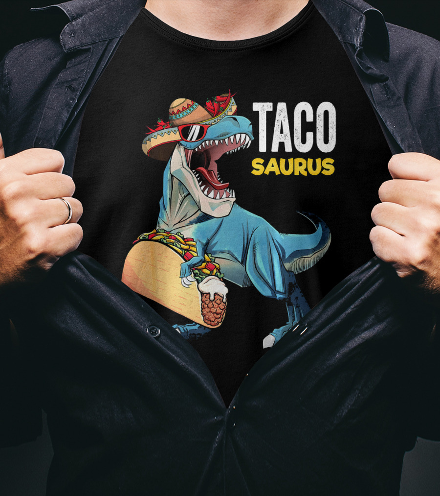Taco Tuesday Cinco De Tacosaurus Dinosaur Sombrero T-Shirt