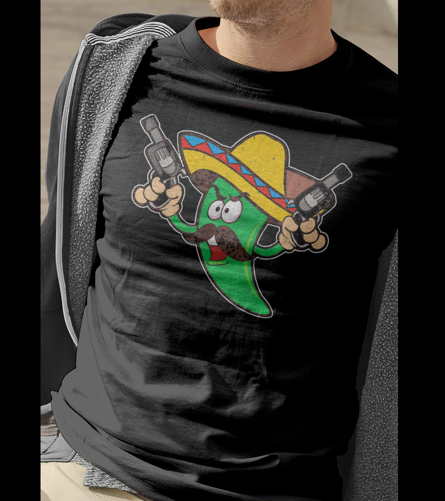 Jalapeno Business Funny Cinco De Mayo Sombrero Gunslinger Pepper T-Shirt