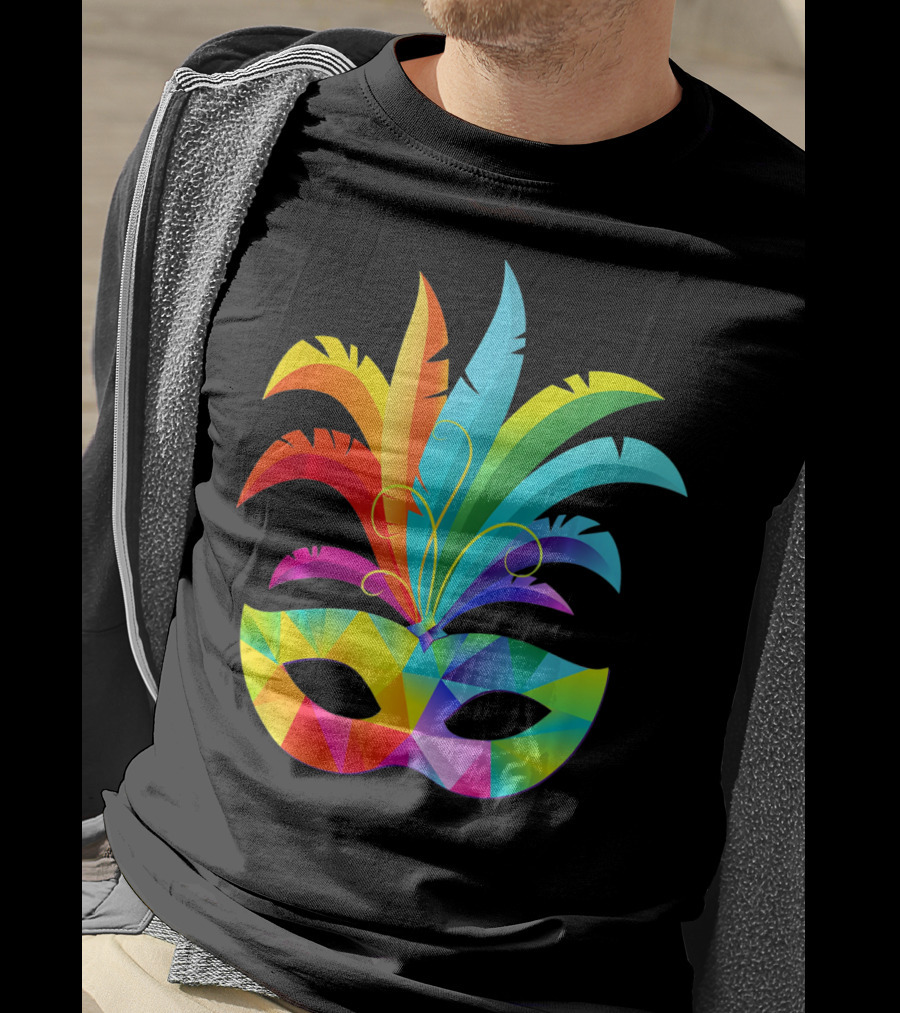 Colorful Carnival Mask Carnaval Rio De Janeiro Feathered Festival T-Shirt