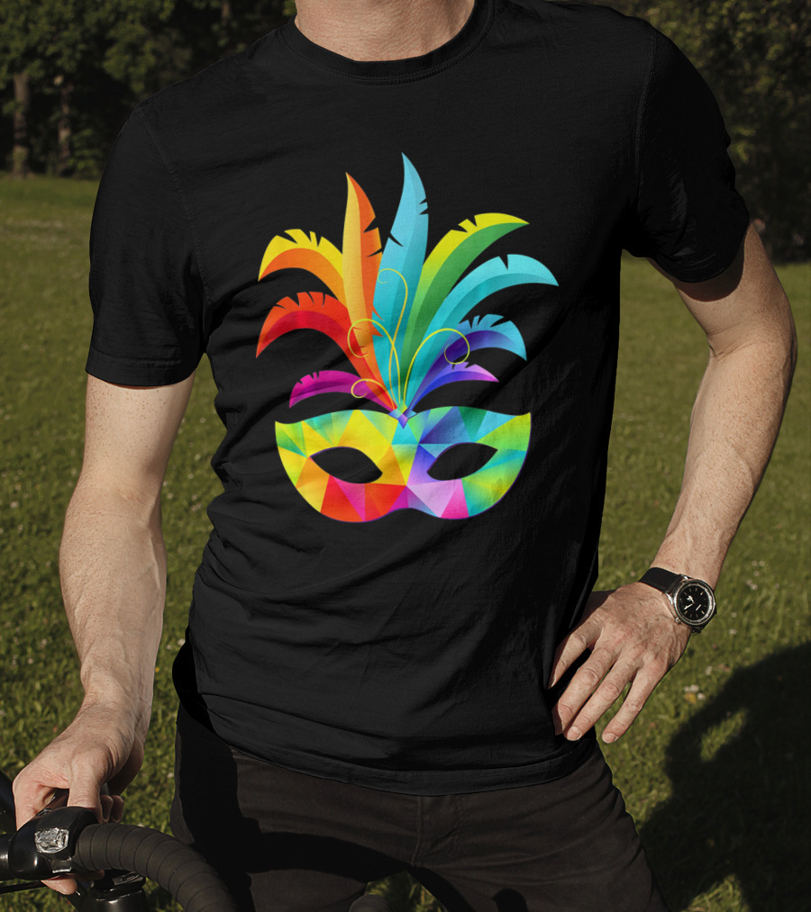 Colorful Carnival Mask Carnaval Rio De Janeiro Feathered Festival T-Shirt