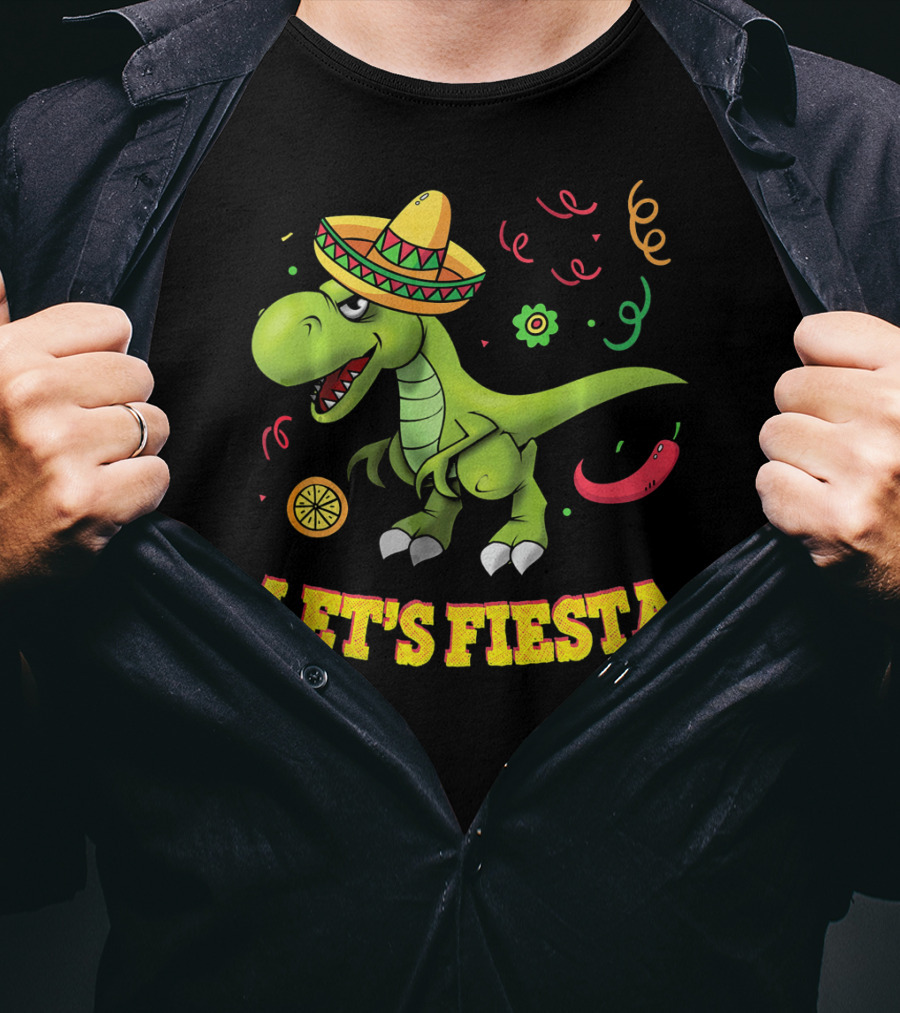 Let's Fiesta T Rex Cinco De Mayo Tyrannosaurus Sombrero T-Shirt